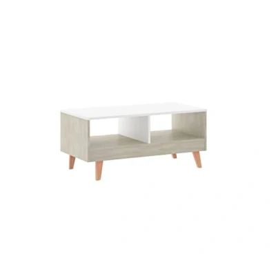 Imagen de MOMMA HOME Mesa Centro con Cajon, Mesita de Salón o Comedor, Acabado en Roble y Blanco, Medidas: 90.5 cm (Ancho) x 44.5 (Fondo) 40.5 (Alto) (Mesa Centro)