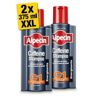 Imagen de Alpecin Caffeine Shampoo C1 2x 375ml Champu anticaida hombre y con cafeina Tratamiento para la caida del cabello Anti Hair Loss Treatment Men