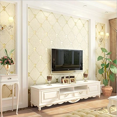 Imagen de ketian moderno Simple 3d imitación de ciervo papel pintado para pared salón o dormitorio TV fondo Diamond Celosía Patrón rollo beige 0.53mx 10m=5.3m2
