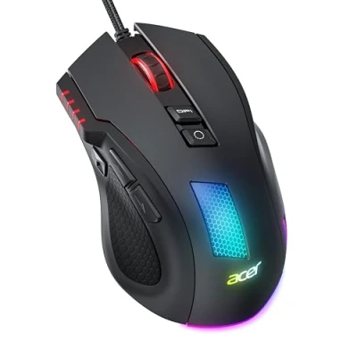 Imagen de acer Ratón Gaming para Juegos de 12800 dpi con Cable, RGB Mouse Ergonómico 8 Botones, Botón Disparo Rápido y Conductor Personalizable, Ideal en PC portátiles