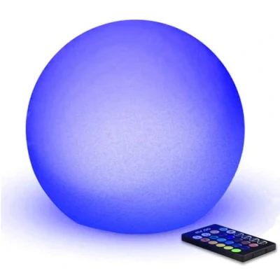 Imagen de Mr.Go 6&quot; LED bola luz esfera lámpara, RGB orbe lámpara color cambiante ambiente con control remoto, 16 colores, brillo variable y batería recargable