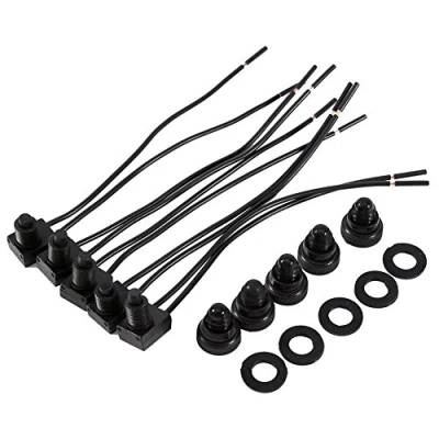 Imagen de Interruptor de encendido y apagado con botón pulsador 12V cables 4&quot;para motocicleta/automóvil (5 piezas)
