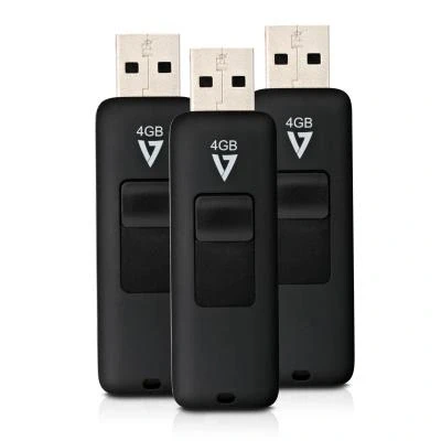 Imagen de V7 VF24GAR 3PK 3E Slider Memoria USB 2.0 Flash Drive de 4 GB Negro (3 Pack)