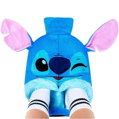 Imagen de Disney Stitch Botella de Agua Caliente con Funda Franela para Mujer (Orejas Peluche Azul)