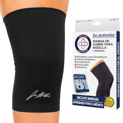 Imagen de Rodillera Compresión con Cobre Desarrollada por Médicos Alivio Dolor Articular, Ligamentos, Menisco y Bursitis Ideal como Crossfit Running Powerlifting [Talla M, 1 Unidad]