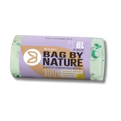 Imagen de bolsas compostables para residuos orgánicos 6L con y sin asa 200 Fabricadas en Alemania, 100% biodegradables también 10L, 20L, 30L