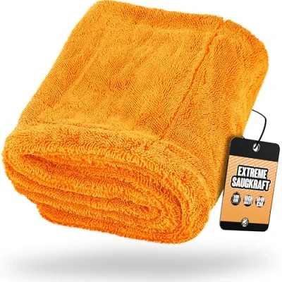 Imagen de Nuke Guys Gamma Dryer XXL Paño de Secado Ultra Absorbente 1400 gsm Naranja 50 x 80 cm Sin Pelusas Fibras Suaves Redondeadas, antiarañazos, Extra Grande Microfibra Premium para Coche