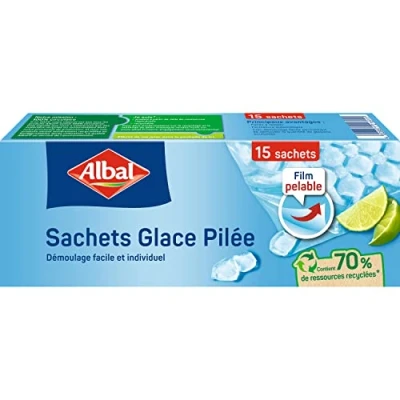 Imagen de ALBAL Bolsas Hielo PILEE, 70% de recursos reciclados, Cierre automático, llenado y desmoldeo fáciles