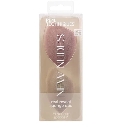 Imagen de Real Techniques New Nudes Reveal Sponge Duo, Makeup Blending Sponges For Foundation, Dewy Or Matte Makeup, Offers Light, Medium, Full Coverage, Latex Free Foam, 2 Piece Set