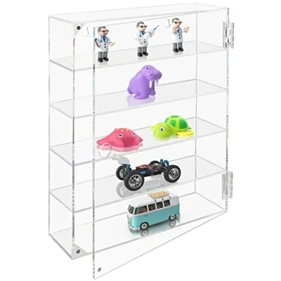 Imagen de Belle Vous Vitrina Expositora para Colecciones con 5 Niveles de Acrílico Transparente 27,5 x 7,5 35,7 cm Estantes Pared Vasos Chupitos, Figuras Vitrinas Rocas