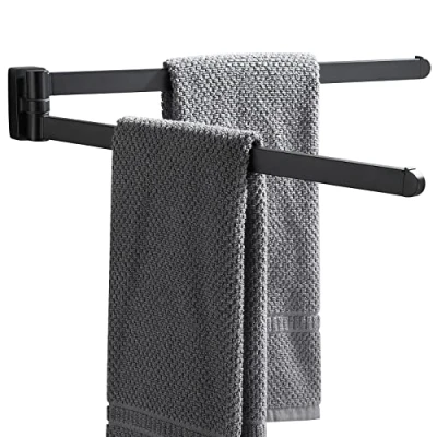 Imagen de BGL Toallero Giratorio Negro, Organizador de Almacenamiento, Ahorro Espacio, Soporte Toalla Pared Doble para baño