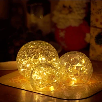 Imagen de Zodight LED Bola de Vidrio Luces, Iluminada con Craquelado, 8 Modos Decorativo Lámpara Pilas para Decoracion Dormitorio, Mesa Comedor