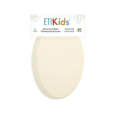 Imagen de 6 rodilleras color Crudo termoadhesivas de plancha. Coderas para proteger tu ropa y reparación pantalones, chaquetas, jerseys, camisas. 16 x 10 cm. RP37