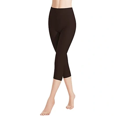 Imagen de Libella 1 Piezas Mujer Leggins 3/4 Mallas Hecho de algodón Capri Pantalones Corto con Cintura Alta Multicolor Ajustado Deportivas 4161 Marrón L