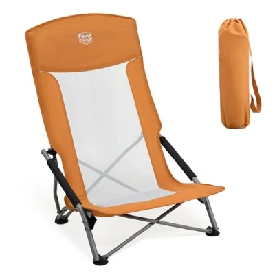 Imagen de TIMBER RIDGE Silla de Playa Plegable Respaldo Alto Camping Portátil Malla Ligera con Bolsa Transporte