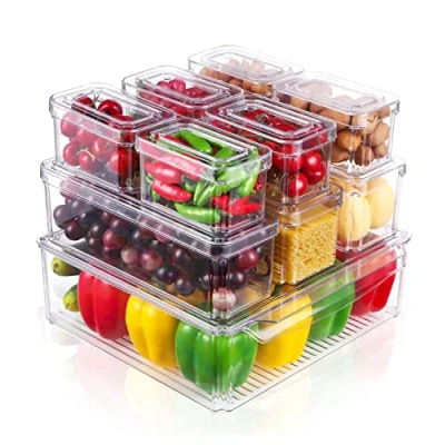Imagen de Organizador frigorifico Juego de 10,Recipiente para Guardar Alimentos Organizadores Nevera Caja Almacenaje plástico 10 latas Bebida, Nevera, Transparente
