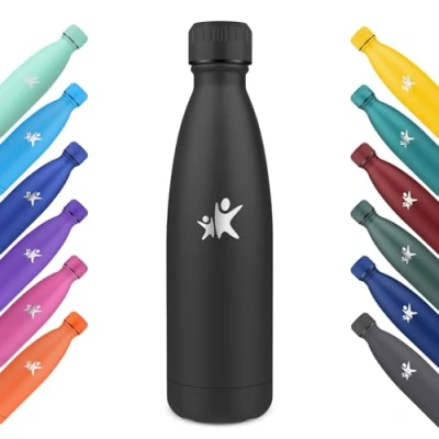 Imagen de KollyKolla Botella Termica 750ml, Agua Acero Inoxidable, Termo sin BPA, Reutilizable, Mantener Bebida 12H Caliente/24 Frío, para Niños, Adultos, Deporte, Escuela, Oficina Negro