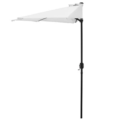 Imagen de casa.pro Sombrilla de Media Pantalla con manivela Blanca Ø300cm para jardín, terraza