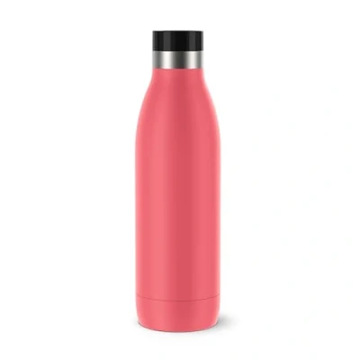 Imagen de Emsa Bludrop Color N31123 Botella de agua 0,7 litros 100% hermética Cierre Quick Press Ergonómico 360 placer beber Caliente 12h 24h Fresco Acero inoxidable Coral, Rosa