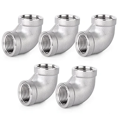 Imagen de ERGAOBOY 5 piezas 304 conectores de codo 90 grados acero inoxidable, accesorios tubería BSP hembra 3/4 &quot;x 3/4&quot;