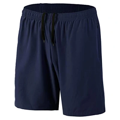 Imagen de Pantalones Cortos Hombre Running Transpirable Shorts Deportivos Secado Rápido Pantalón Correr con Bolsillo Cremallera(Azul Marino,EU 5XL/US 4XL)