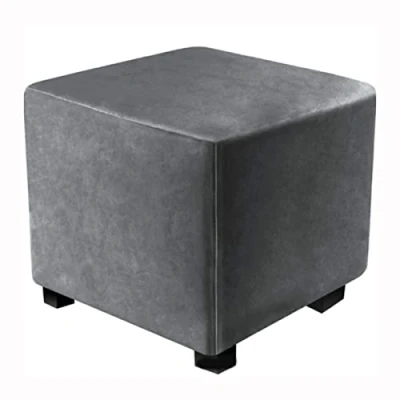 Imagen de XGANGM Funda de Puff Cuadrado Elástica Terciopelo Otomana Reposapies Sofa Cuadrada Fundas Taburete para Pequena 40x40/ 60x60/70x70/ 90X90cm Otomana,Dark Gray,40x40cm(16x16in)
