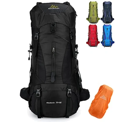 Imagen de Doshwin 70L Mochila Camping Trekking Senderismo Viaje (con Funda Impermeable) (Negro)