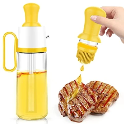 Imagen de De Cristal Con Cepillo Limpieza Aceite,Botellas Para Aceite Oliva,De Aceite,Aceite Pincel Aceite,Para Aceite,Vinagre,Barbacoa,Cocina(550 ml)