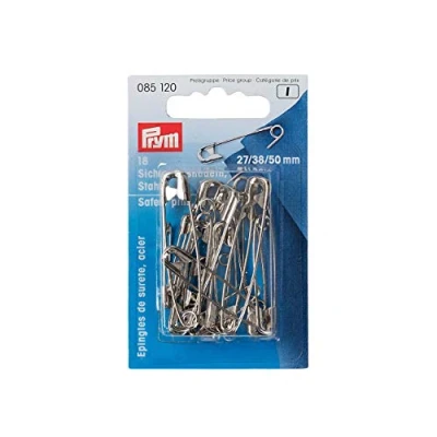 Imagen de Prym Safety Pins, poliéster, Black, 27/38 / 50 mm, Schwarz, 18 Stück, KTE
