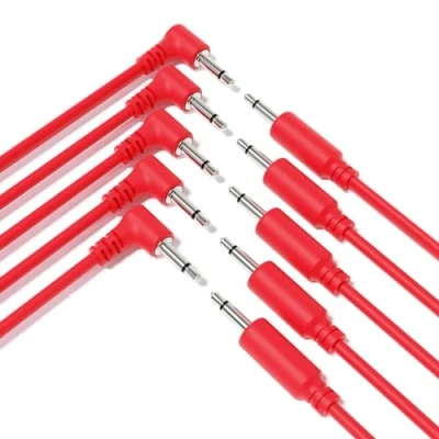 Imagen de ExcelValley 5 Pack Cables de Conexión Mono Modulares Híbridos TS 3,5mm 1/8&quot; Eurorack Sintetizador [Rojo 15cm 6&quot;]