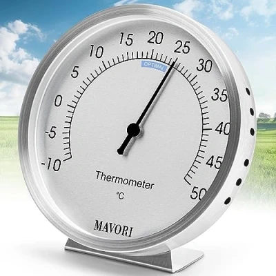 Imagen de MAVORI® Termómetro Analógico Interior Elegante &amp; Preciso para la Medición Exacta de Temperatura del Ambiente 9,5 cm (Termómetro)