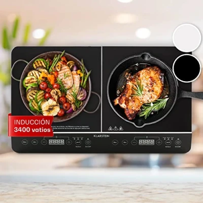 Imagen de Klarstein Placa Induccion Portatil Electrica 3400W, Vitroceramica 2 Fuegos, Cocina Cocina, Vitro Control Táctil, Placas Induccion, Camping