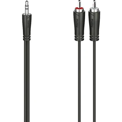 Imagen de Adaptador Hama 00200720, De conector Jack 3.5 mm a doble cable RCA, 1.5 m, Negro