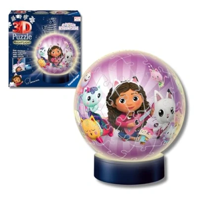 Imagen de Ravensburger 3D Puzzle Nightlamp Gabby&#039;s Dollhouse, Ball con Luces, 72 Piezas, 6+ Años