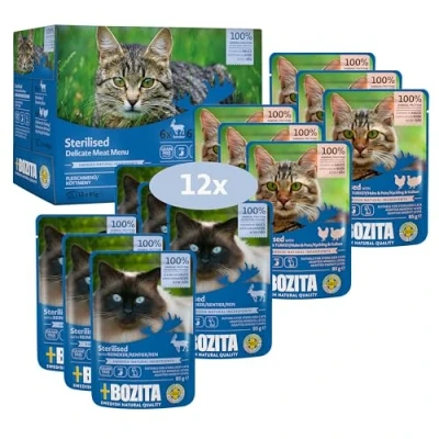 Imagen de Bozita Canapés esterilizados en Salsa con Carne Multibox 12 x 85 g Pouch Comida húmeda para Gatos Bolsa de porciones