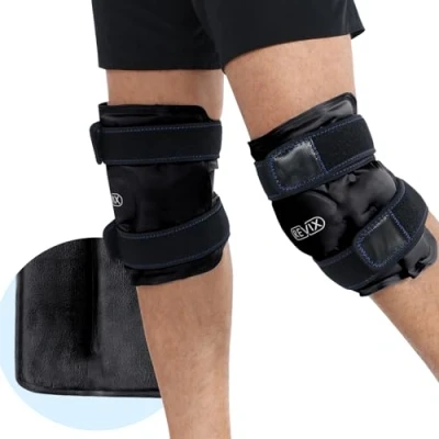 Imagen de REVIX Envolturas de hielo reutilizables para aliviar el dolor rodilla, paquete rodilla con terapia compresión fría cirugías reemplazo lesiones, hinchazón, negro