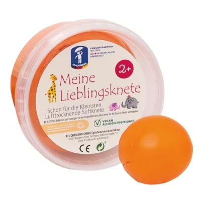 Imagen de Feuchtmann 628 1518 3 1 MEINE EBLINGSKNETE EDU Edition Plastilina infantil en naranja, 500 g de masa para modelar secado al aire, a partir 2 años