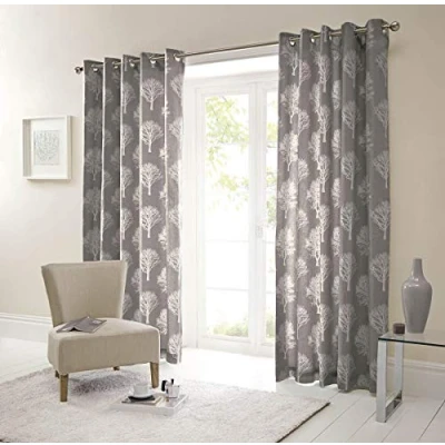 Imagen de Fusion Woodland Trees, 117 x 137 cm, 2 Paneles, 100% algodón, Ramas Sala de Estar y Dormitorio, Cortinas árbol Bosque Plateado, Tela, Gris Oscuro, 46&quot; Width 54&quot; Drop (117 137cm)
