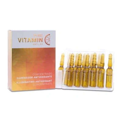 Imagen de PURE VITAMIN Serum Vitamina C Ampollas. Facial Concentrado Iluminador Antioxidante y D. Regenerador, reafirmante antiarrugas. Marca Noche Día. 12 Ampollas x 2 ml