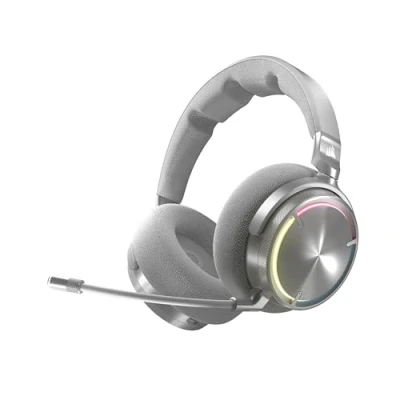 Imagen de Corsair Virtuoso MAX Wireless Auriculares para Juegos con Bluetooth Dolby Atmos, SoundID, Cancelación Activa del Ruido, Micrófono de Calidad Broadcast, PC, Mac, PS5, PS4 Plata