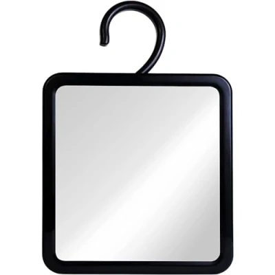Imagen de Mirrorvana Espejo de Ducha Colgante sin Niebla para afeitarse con Gancho Giratorio 360 Anti e inastillable Superficie 6.3 x Pulgadas (Negro)