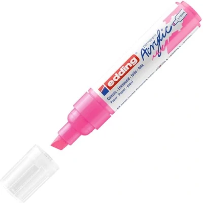 Imagen de edding 5000 marcador acrílico de trazo grueso rosa neón 1 rotulador resistente al agua punta biselada ancha 5 10 mm pintura acrílica para lienzo, papel kraft, madera y piedra