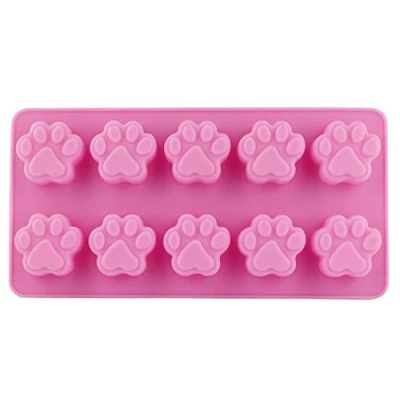 Imagen de Selecto Bake molde de chocolate silicona con 10 cavidades para patas perro, huesos, 1 pata moldes golosinas perros,