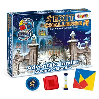 Imagen de CRAZE Premium Advent Calendar 24720 Calendario de adviento Navidad 2020 Exit Challenge Juego Escape niños con contenidos y Juguetes emocionantes, Color Play Set, Alemán