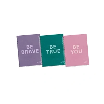 Imagen de Miquelrius Pack 3 Cuadernos A4 Be Eco, 80 Hojas 90 g/m², Cuadrícula 5x5 mm, 1 Franja de Color, 4 Taladros, Cubierta Reciclada, Colores