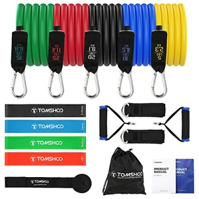 Imagen de TOMSHOO Bandas de Resistencia Elástica, Cuerdas Elásticas Fitness, Banda Látex para Yoga, Pilates, Entrenamiento Fuerza Muscular (14#)