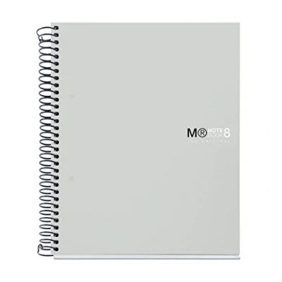 Imagen de Miquelrius Cuaderno Notebook The Original, 8 franjas de colores, Cubierta polipropileno opaco, Tamaño A5 (148 x 210 mm), 2 Taladros, 200 Hojas 70 g/m², Cuadrícula 5 mm, Color Gris