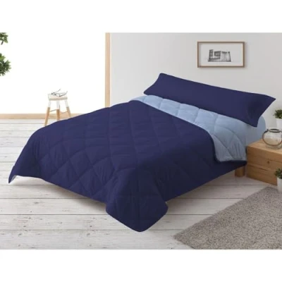 Imagen de Donegal Collections Edredón Nórdico 300 gr/m² Reversible Bicolor, Relleno Nordico 180x220 cm, Cama 105, Color Azul, Otoño Invierno Suave, 100% Fibra y Antiácaros