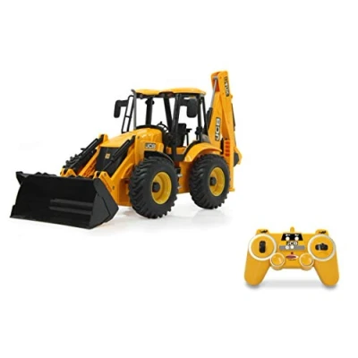 Imagen de JAMARA 404980 Retroexcavadora JCB 1:20 2,4 GHz Pala de elevación/Baja/inclinación, Pluma y Trasera Excavadora Manual, 2 Ruedas tracción, Sonido Realista del Motor (desconectable),