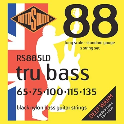 Imagen de Rotosound 88 Tru Bass Nylon flatwound set 5 string Long 65 135; scale: Scale length (34&quot;/860mm) to medium (32&quot;/810mm)